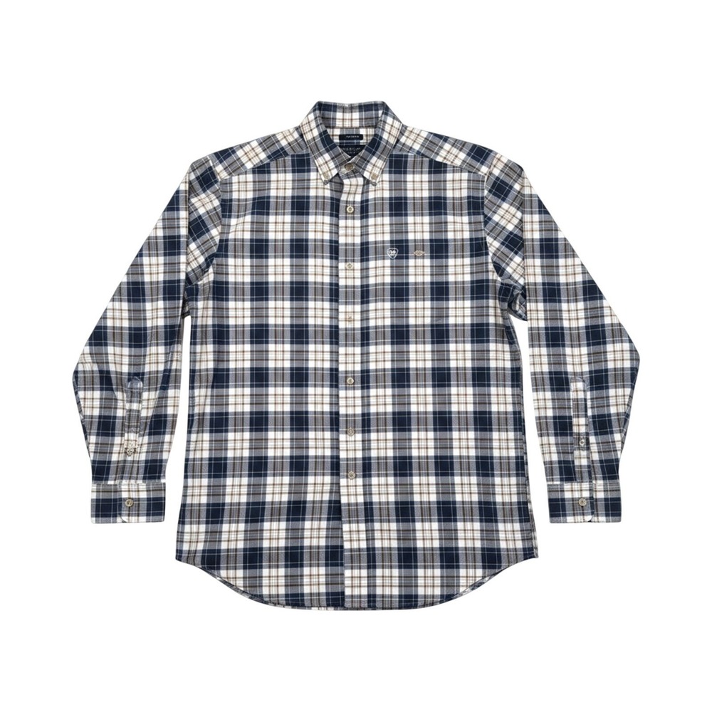 Ariat Pro Series Plaid Men Shirt Medium Blue Western Cowboy Rodeo Button Down